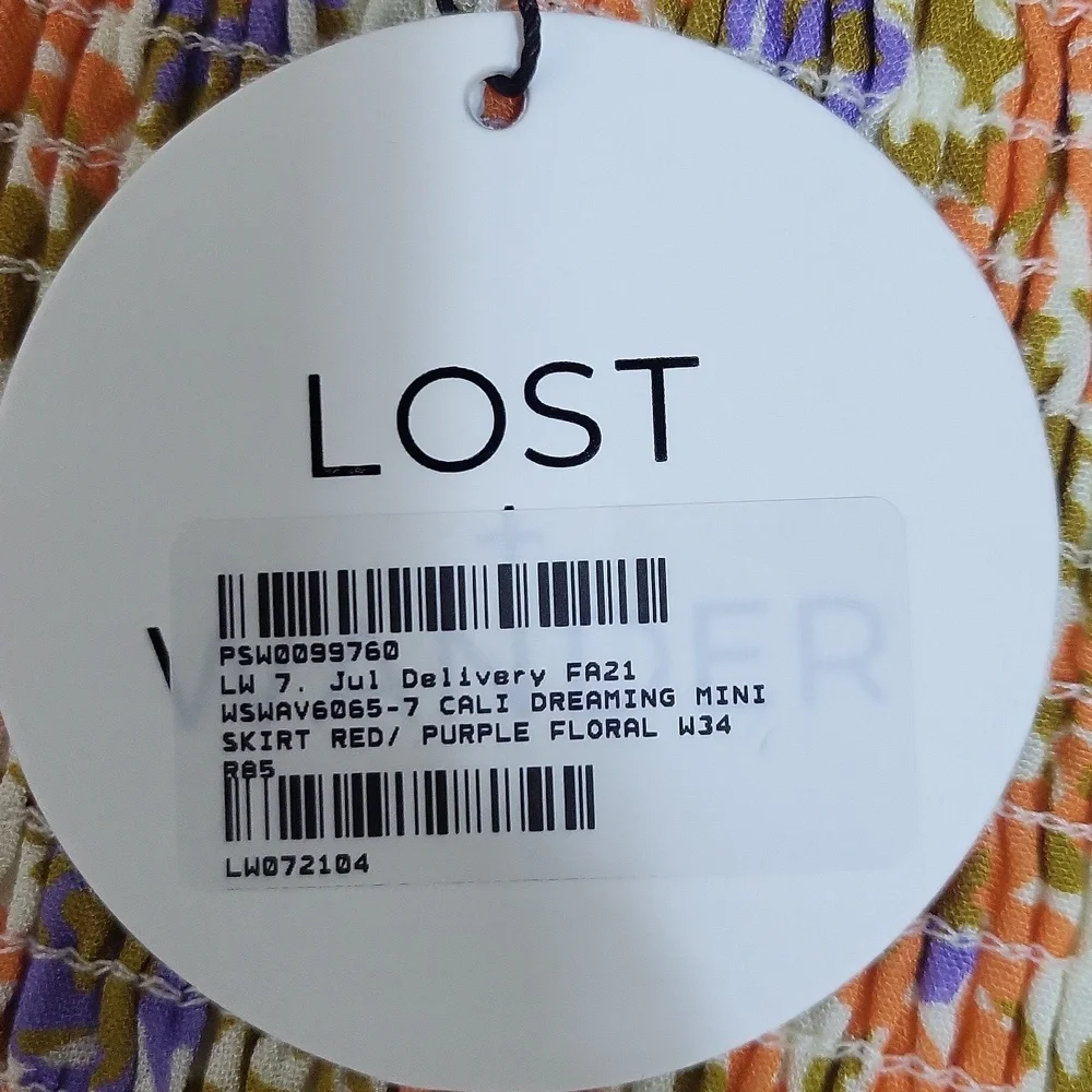 LOST + WANDER Orange Purple Floral CALI DREAMING MINI SKIRT (wear as Strapless)